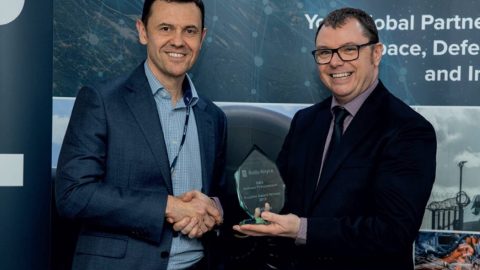 Belcan's Keith Matthews (left) receives the 2019 Rolls-Royce GBS Procurement Supplier of the Year Award from Rolls-Royce's Dean Fell (right). Belcan was recognized for its outstanding service to Rolls-Royce, and is one of only two suppliers to receive this prestigious award. Rolls-Royce recognized the key achievements Belcan made in cost reduction, quality, and delivery excellence for the company throughout the year.