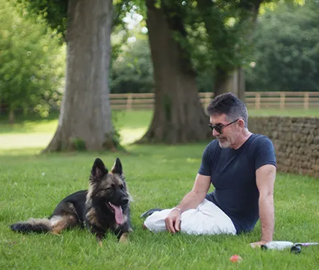 Simon Cowell with his dog